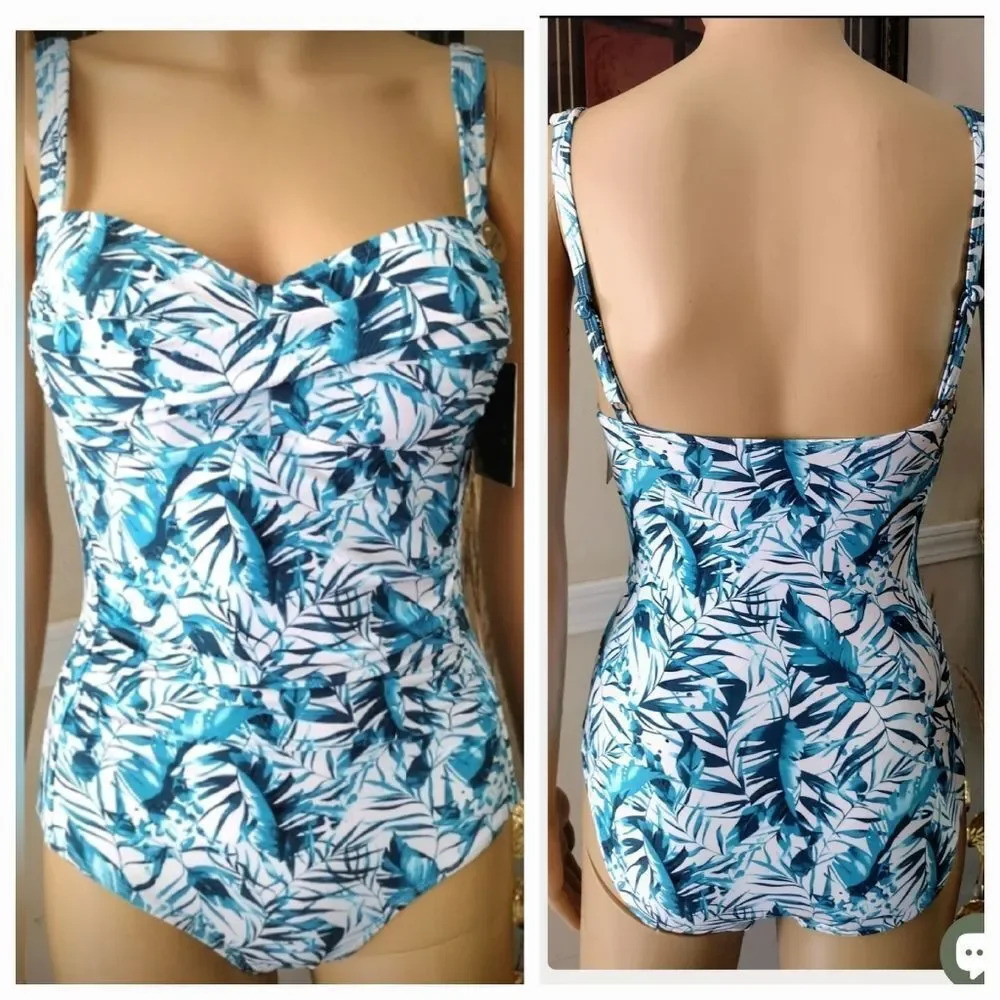 Nip Tuck tummy control Joanne Island Time Women's One-Piece Swimsuit size 4